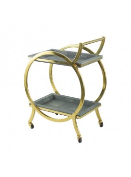 Artekko Cart Τρόλεϊ Μπαρ με 2 Επίπεδα Μέταλλο MDF Γκρι Χρυσό (64x41x86)cm Artekko 82445