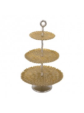 Artekko Trophy Χρυσή Μεταλλική Ορντερβιέρα 3 Επιπέδων με Ασημί Βάση (35x35x59)cm Artekko 83767