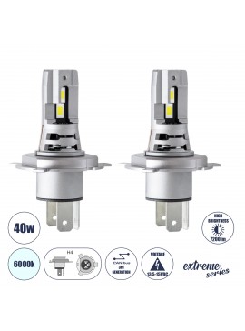 85648 GloboStar®  85648 7S H4 KIT Βασικού Φωτισμού Αυτοκινήτου & Μοτοσυκλέτας 3rd Generation Can-Bus Extreme Series LED 7035 SMD 40W 7200lm DC 13.5-15V Αδιάβροχο IP68 Ψυχρό Λευκό 6000K