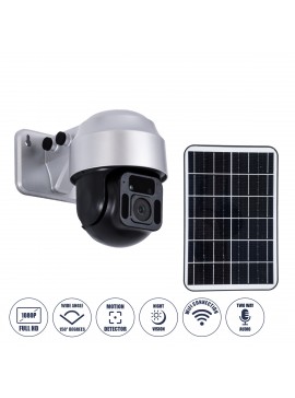 86049 GloboStar®  86049 Αυτόνομη Ηλιακή Camera 1080P 2MP WiFi 150° Μπαταρία 3200mAh Φωτοβολταϊκό Πάνελ Διπλή Κατέυθυνση Ομιλίας Αδιάβροχη IP66 Ψυχρό Λευκό 6000K - Ασημί