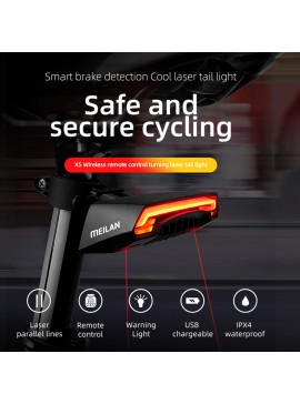 86050 GloboStar®  86050 Ασύρματο Οπίσθιο Φανάρι Ποδηλάτου LED Επαναφορτιζόμενο USB Stop - Αριστερό Φλάς - Δεξί Φλάς με Ασύρματο Χειριστήριο Τιμονιού
