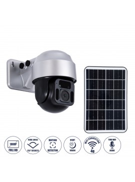 86054 GloboStar®  86054 Αυτόνομη Ηλιακή Camera 1080P 2MP 4G SIM CARD WiFi 150° Μπαταρία 3200mAh Φωτοβολταϊκό Πάνελ Διπλή Κατέυθυνση Ομιλίας Αδιάβροχη IP66 Ψυχρό Λευκό 6000K - Ασημί