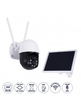 86055 GloboStar®  86055 Αυτόνομη Ηλιακή IP Camera 1080P 2MP WiFi 350° Μοιρών - 3200mAh - Φωτοβολταϊκό Πάνελ - Νυχτερινή Όραση με LED IR - Ανιχνευτή Κίνησης - Νυχτερινή Λήψη - Αδιάβροχη IP66 - Λευκό