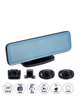 86058 GloboStar®  86058 Καθρέπτης Αυτοκινήτου Android 9.0 360° με 4 Κάμερες SD Card Slot - RAM2GB+ROM32GB - FM Transmitter -  Νυχτερινή Όραση - με Parking Lines - Μαύρο
