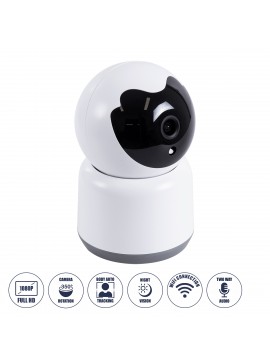 86072 GloboStar®  86072 Table Camera WiFi HD 1080P 3MP 350° Two Way Audio & Motion Detection - Επιτραπέζια Κάμερα WiFi HD 1080P 350° Διπλή Κατέυθυνση Ομιλίας με Ανιχνευτή Κίνησης - Following Face Auto Tracking - Λευκό