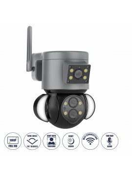 86077 GloboStar®  86077 Επιτοίχια Κάμερα Πρίζας WiFi HD 1080P 350° Διπλή Κατέυθυνση Ομιλίας & Ανιχνευτή Κίνησης - Απομακρυσμένος Έλεγχος - Αδιάβροχη IP65 - Γρι Μαύρο - Μ15 x Π14.5 x Y15cm - 2 Χρόνια Εγγύηση