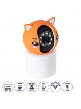 86081 GloboStar®  86081 Επιτραπέζια Κάμερα WiFi HD 1080P 350° Διπλή Κατέυθυνση Ομιλίας & Ανιχνευτή Κίνησης - Απομακρυσμένος Έλεγχος Body Auto Tracking IP20 - Πορτοκαλί Λευκό - Φ8 x Υ13cm - 2 Χρόνια Εγγύηση