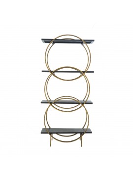 Artekko Shelf Βιλιοθήκη Ραφιέρα Ξύλο MDF Μέταλλο Μαύρο Χρυσό (76.2x30x162)cm Artekko 86708