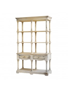 Artekko Gerald Ξύλινη Βιβλιοθήκη Ραφιέρα σε Μπεζ και Λευκή Πατίνα (129.5x49.5x207)cm Artekko 88634