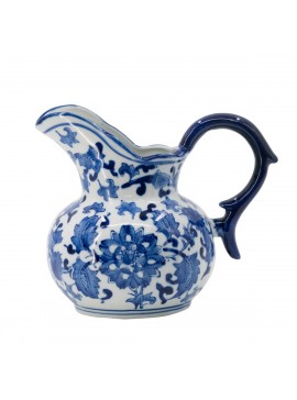 Artekko Melania Διακοσμητικό Βάζο Κανάτα Πορσελάνης σε Λευκό με Μπλε (22x15.5x19.5)cm Artekko 8999