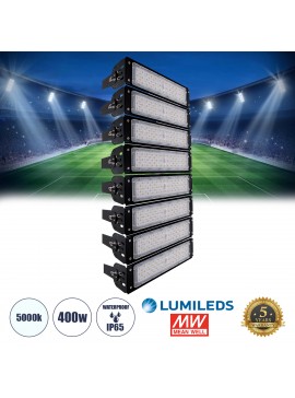 90100-8 GloboStar® GLOBOSTAR® GOLIATH 90100-8 Προβολέας Γηπέδου LED 400W 64000lm SDCM<5 75°*135° Fish Eye Lens AC 100-277V Αδιάβροχο IP65 IK08 Ψυχρό Λευκό 5000K - LUMILEDs SMD Chip & MEANWELL Driver - Μαύρο Χυτό Αλουμίνιο - Μ32 x Π12 x Υ72cm - 5 Χρόνια Εγ