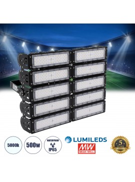 90104 GloboStar® GLOBOSTAR® GOLIATH 90104 Προβολέας Γηπέδου LED 500W 75000lm SDCM<5 75°*135° Fish Eye Lens AC 100-277V Αδιάβροχο IP65 IK08 Φυσικό Λευκό 5000K - LUMILEDs SMD Chip & MEANWELL Driver - Μαύρο Χυτό Αλουμίνιο - Μ62 x Π22 x Υ45cm - 5 Χρόνια Εγγύη
