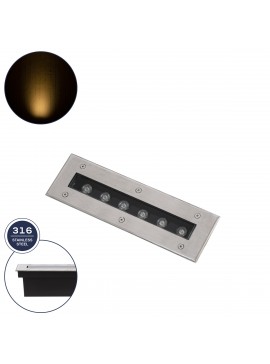 90190 GloboStar® GLOBOSTAR® UNDERGROUND-REMVI 90190 Χωνευτή Μπάρα Φωτισμού Wall Washer LED 9W 990lm 10° DC 24V Αδιάβροχο IP68 Θερμό Λευκό 2700K Dimmable - Ανοξείδωτο Ατσάλι 304 - Μ30 x Π9 x Υ8.5cm / Q28.5 x 7.5cm - 3 Χρόνια Εγγύηση