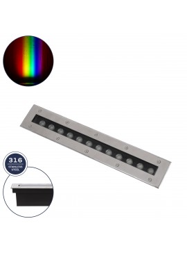 90193 GloboStar® GLOBOSTAR® UNDERGROUNDREMVI 90193 Χωνευτή Μπάρα Φωτισμού Wall Washer LED 12W 1020lm 10° DC 24V Αδιάβροχο IP68 Πολύχρωμο RGBW Dimmable DMX512 - Bridgelux SMD Chip - Ανοξείδωτο Ατσάλι SS316 - Μ50 x Π9 x Υ7.2cm / Q48.5 x 7.5cm - 3 Χρόνια Εγγ