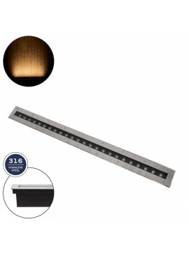90194 GloboStar® GLOBOSTAR® UNDERGROUNDREMVI 90194 Χωνευτή Μπάρα Φωτισμού Wall Washer LED 24W 2640lm 10° DC 24V Αδιάβροχο IP68 Θερμό Λευκό 2700K Dimmable - Bridgelux SMD Chip - Ανοξείδωτο Ατσάλι SS316 - Μ100 x Π9 x Υ7.2cm / Q98.2 x 7.6cm - 3 Χρόνια Εγγύησ