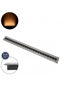 90194-Y GloboStar® GLOBOSTAR® UNDERGROUND-REMVI 90194-Y Χωνευτή Μπάρα Φωτισμού Wall Washer LED 18W 1890lm 10° DC 24V Αδιάβροχο IP68 Ultra Θερμό Λευκό 2200K Dimmable - Bridgelux SMD Chip - Ανοξείδωτο Ατσάλι SS316 - Μ100 x Π9 x Υ7.2cm / Q98.2 x 7.6cm - 3 Χρ