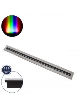 90195 GloboStar® GLOBOSTAR® UNDERGROUNDREMVI 90195 Χωνευτή Μπάρα Φωτισμού Wall Washer LED 24W 2040lm 10° DC 24V Αδιάβροχο IP68 Πολύχρωμο RGBW Dimmable DMX512 - Bridgelux SMD Chip - Ανοξείδωτο Ατσάλι SS316 - Μ100 x Π9 x Υ7.2cm / Q98.2 x 7.6cm - 3 Χρόνια Εγ