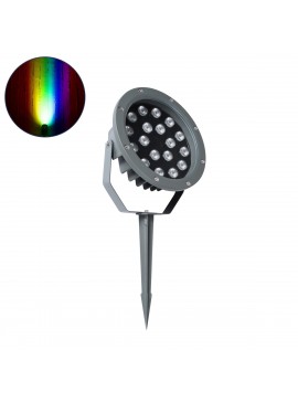 90366 GloboStar®  TREELIGHT-RIVA 90366 Σποτ Φωτισμού Ειδικό για Φυτά - Δέντρα με Βάση Κήπου / Καρφωτό LED 24W 2040lm 10° DC 24V Αδιάβροχο IP67 Φ20.5 x Υ6.5cm RGBW DMX512 - Γκρι Ανθρακί - 3 Years Warranty