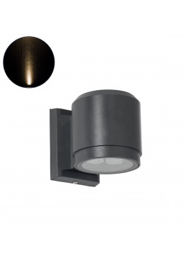 90481 GloboStar®  WALLLIGHT-SONA 90481 Φωτιστικό Τοίχου - Απλίκα LED 12W 1080lm 5° DC 24V Αδιάβροχο IP67 Μ9.5 x Π13 x Υ11cm Θερμό Λευκό 2700K - Γκρι Ανθρακί - 3 Years Warranty