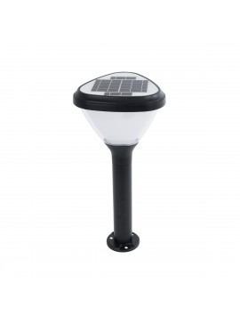 90521 GloboStar® GLOBOSTAR® SOLARMIS 90521 Φωτιστικό Κολωνάκι Κήπου LED 10W 180lm 120° με Ενσωματωμένο Φωτοβολταϊκό Panel 6V 5W & Επαναφορτιζόμενη Μπαταρία Li-ion 3.2V 6000mAh με Αισθητήρα Ημέρας-Νύχτας Αδιάβροχο IP65 Ψυχρό Λευκό 6000K - Μαύρο - Μ26 x Π26