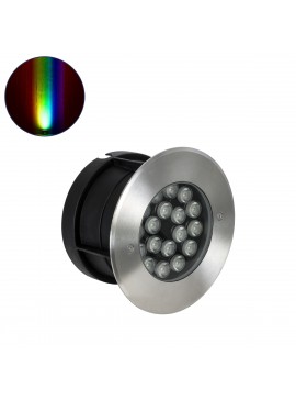 90573 GloboStar®  UNDERGROUND-SINA 90573 Χωνευτό Φωτιστικό Σποτ Δαπέδου LED 18W 1530lm 15° DC 24V Αδιάβροχο IP68 Φ20 x Υ11cm RGBW DMX512 - Ανοξείδωτο Ατσάλι - 3 Χρόνια Εγγύηση