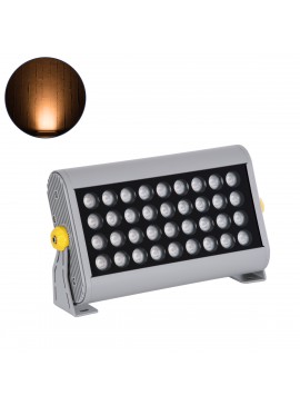 90445 GloboStar® GLOBOSTAR® FLOOD-HENA 90445 Προβολέας Σποτ Wall Washer LED 36W 3060lm 30° AC 220-240V Αδιάβροχο IP67 Πορτοκαλί 2200K - Ασημί - Μ30 x Π6 x Υ17cm - 3 Χρόνια Εγγύηση