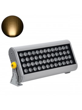 90640 GloboStar® GLOBOSTAR® FLOOD-HENA 90640 Προβολέας Σποτ Wall Washer LED 48W 4320lm 30° AC 220-240V Αδιάβροχο IP65 Θερμό Λευκό 3000K - Ασημί - Μ39 x Π6 x Υ17cm - 3 Χρόνια Εγγύηση