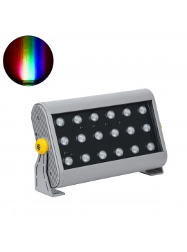 90642 GloboStar® GLOBOSTAR® FLOOD-HENA 90642 Προβολέας Σποτ Wall Washer LED 36W 3600lm 30° DC 24V Αδιάβροχο IP65 RGB DMX512 Dimmable - Ασημί - Μ30 x Π6 x Υ17cm - 3 Χρόνια Εγγύηση
