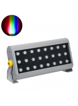 90643 GloboStar® GLOBOSTAR® FLOOD-HENA 90643 Προβολέας Σποτ Wall Washer LED 48W 4800lm 30° DC 24V Αδιάβροχο IP65 RGB DMX512 Dimmable - Ασημί - Μ39 x Π6 x Υ17cm - 3 Χρόνια Εγγύηση