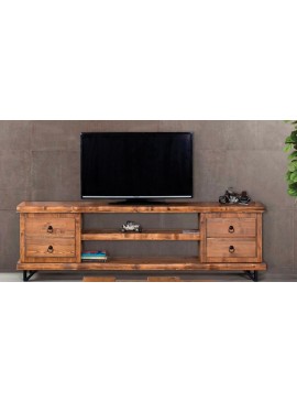 Έπιπλο τηλεορασης "WOOD IN" από ξύλο σε φυσικό χρώμα 200x40x61 995-00034
