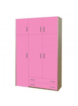 SARFURNITURE Παιδική ντουλάπα τρίφυλλη με πατάρι ροζ SAR-112061