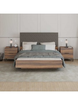 Σετ Κρεβατοκάμαρας Oryana 1716 Καρυδιά με υφασμάτινο κεφαλάρι για στρώμα 160x200cm