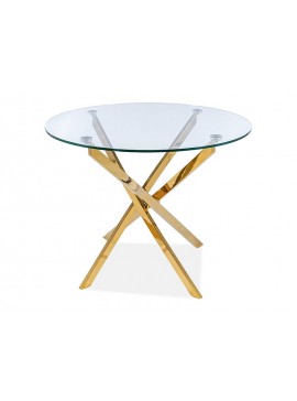 Τραπέζι Agis Φ90x75 χρυσή βάση/tempered glass DIOMMI AGISZL90 DIOMMI-80-1448