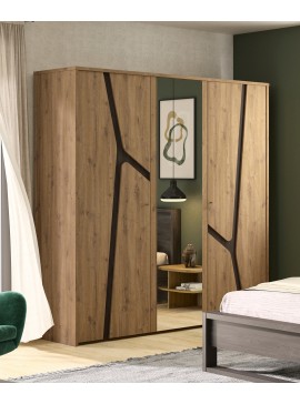 Insi Alana ντουλάπα με 3 πόρτες 200x60x210εκ. Artisan Oak / Black thread  0181.GM99 