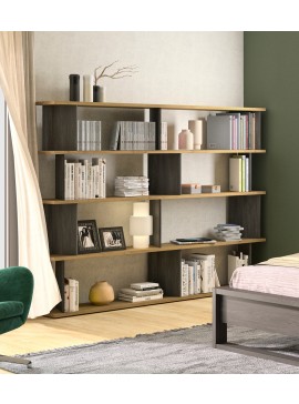 Insi Alana βιβλιοθήκη 220x32x163εκ. Artisan Oak / Black thread  0161.GM50 