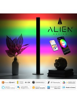 ALIEN-DIVA-BLACK-50-12 GloboStar®  ALIEN-DIVA-BLACK-50-12 ALIEN Design DIVA Μοντέρνο Minimal Nordic Μεταλλικό Φωτιστικό Επιτραπέζιο - Πορτατίφ - Λαμπατέρ Μαύρο LED 10W 1500lm με Ασύρματο Χειριστήριο RF & Dimmer IP20 Πολύχρωμο RGBW + WW Smart Home Wi-Fi Μ3