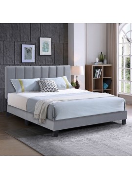 WOODWELL Ε8804,11ALLEGRO Κρεβάτι Διπλό για Στρώμα 140x190cm, Ύφασμα Γκρι, με Κεφαλάρι πολλαπλών θέσεων 149x205x117/127cm Ε8804,11