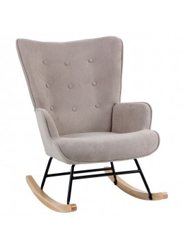 WOODWELL Ε7143,2ALMA Rocking Πολυθρόνα Μπερζέρα Καθιστικού, Ύφασμα Velure Καφέ, Βάση Μαύρο-Φυσικό 67x86x92cm Ε7143,2
