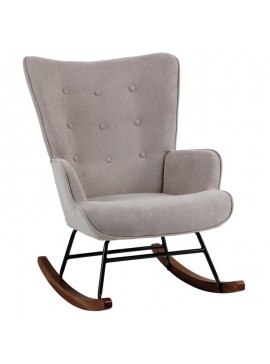 WOODWELL Ε7143,2ΚALMA Rocking Πολυθρόνα Μπερζέρα Καθιστικού, Ύφασμα Velure Καφέ, Βάση Μαύρο-Καρυδί 67x86x92cm Ε7143,2Κ