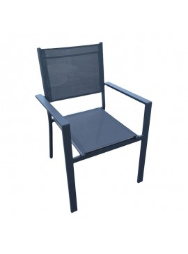 WOODWELL Ε6794,3AMIRAL Πολυθρόνα Dining Στοιβαζόμενη, Αλουμίνιο Ανθρακί - Textilene Γκρι 60x57x85cm Ε6794,3