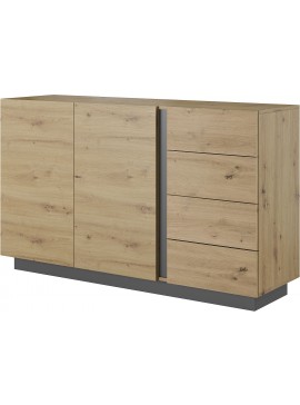 Lh-homefurniture Μπουφές με συρτάρια Arco ΙΙ Φυσικό Artisan + Γραφίτης 138,2x90,5x40cm 21-ARC_4s_2