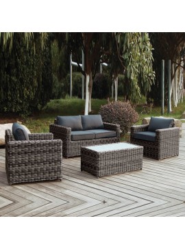 WOODWELL Ε6734ARIZONA Set Σαλόνι Κήπου ALU: 2Θέσιος +2 Πολυθρόνες +Τραπέζι Wicker Grey Brown- Μαξ.Ανθρακί Τραπεζάκι+Καναπ.2θέσ+2 Πολυθρ Ε6734