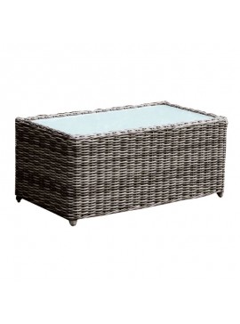 WOODWELL Ε6734,4ARIZONA Τραπεζάκι Σαλονιού Κήπου ALU, Wicker Grey Brown, Γυαλί Tempered 5mm 100x50 H.45cm Ε6734,4