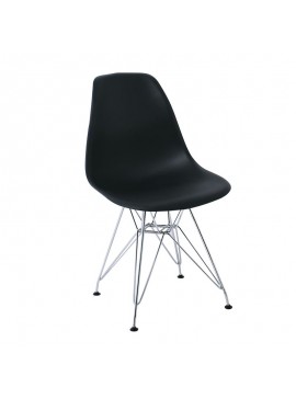 WOODWELL ART Καρέκλα Τραπεζαρίας Κουζίνας Μέταλλο Χρώμιο - PP Μαύρο 46x55x82cm ΕΜ124,22P