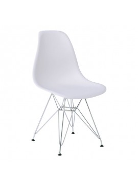 WOODWELL ART Καρέκλα Τραπεζαρίας Κουζίνας Μέταλλο Χρώμιο - PP Άσπρο 46x55x82cm ΕΜ124,11P