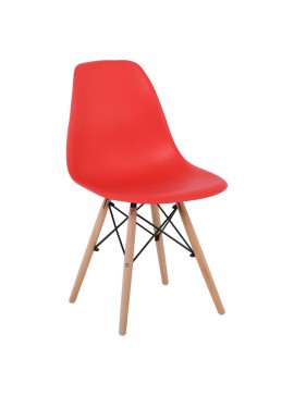 WOODWELL ART Wood Καρέκλα Τραπεζαρίας - Κουζίνας, Πόδια Οξιά, Κάθισμα PP Κόκκινο - 1 Step K/D 46x52x82cm ΕΜ123,6W