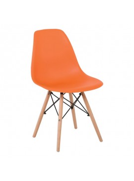 WOODWELL ART Wood Καρέκλα Τραπεζαρίας - Κουζίνας, Πόδια Οξιά, Κάθισμα PP Πορτοκαλί - 1 Step K/D 46x52x82cm ΕΜ123,3W