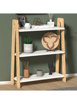 Βιβλιοθήκη Como Megapap από μελαμίνη χρώμα λευκό - oak 63x22x80εκ. 0117753