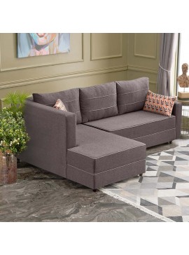 Γωνιακός καναπές - κρεβάτι Ece Megapap αριστερή γωνία υφασμάτινος με αποθηκευτικό χώρο χρώμα καφέ 242x160x88εκ. 0216793