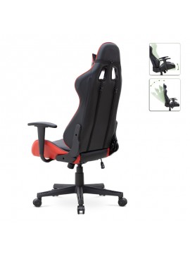 Καρέκλα γραφείου Gaming Alonso Megapap από τεχνόδερμα χρώμα κόκκινο - μαύρο 67x70x125/135 εκ. 0223120